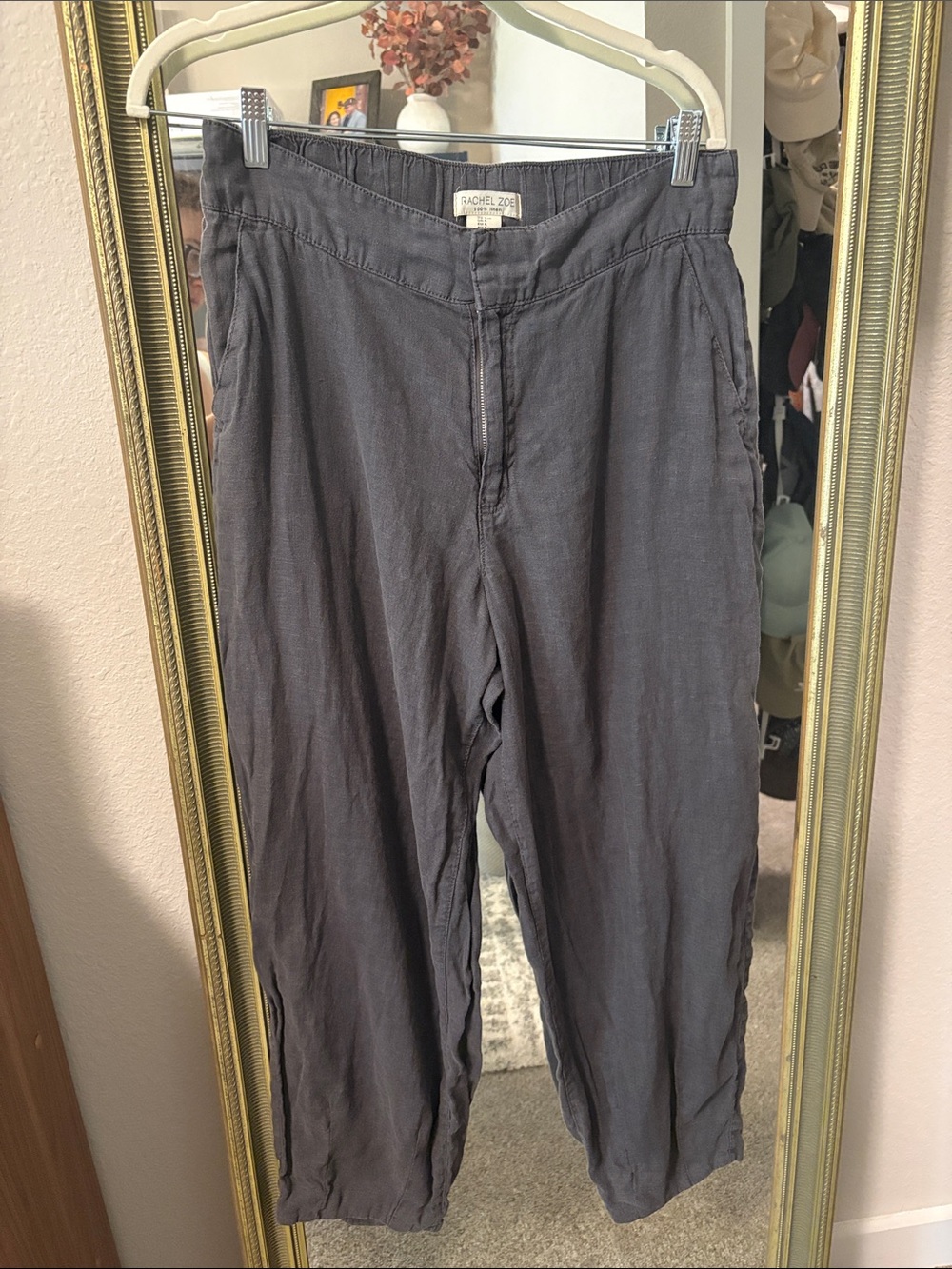 Rachel Zoe blue/gray Linen-Blend pants size large